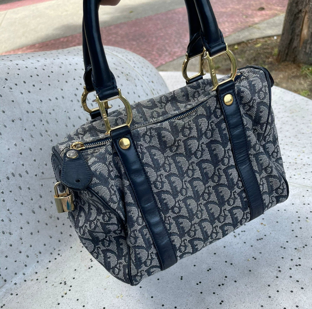 210725-6 Christian Dior navy tote bag 25 handbag